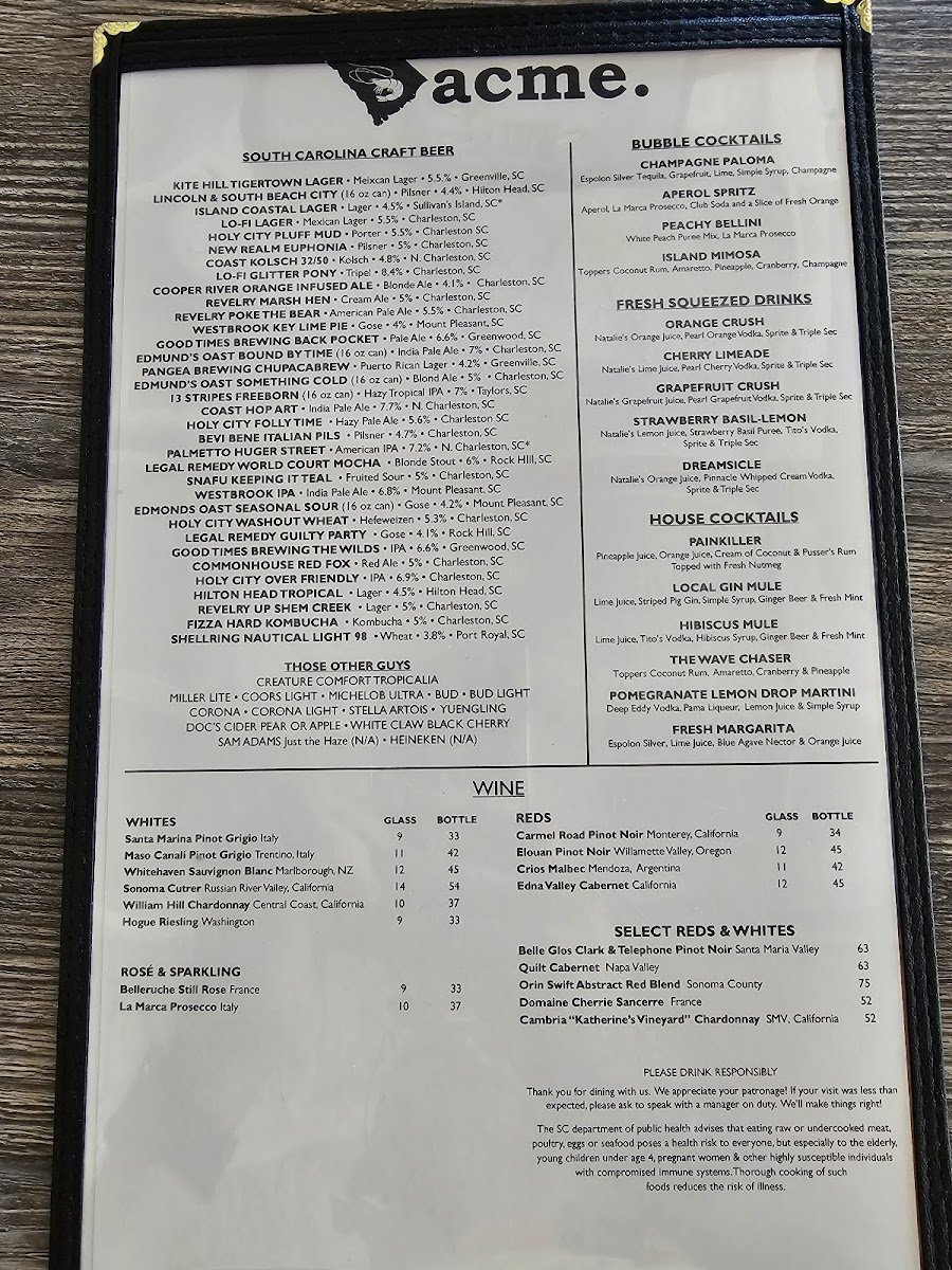 Acme Lowcountry Kitchen Menu - Image 6